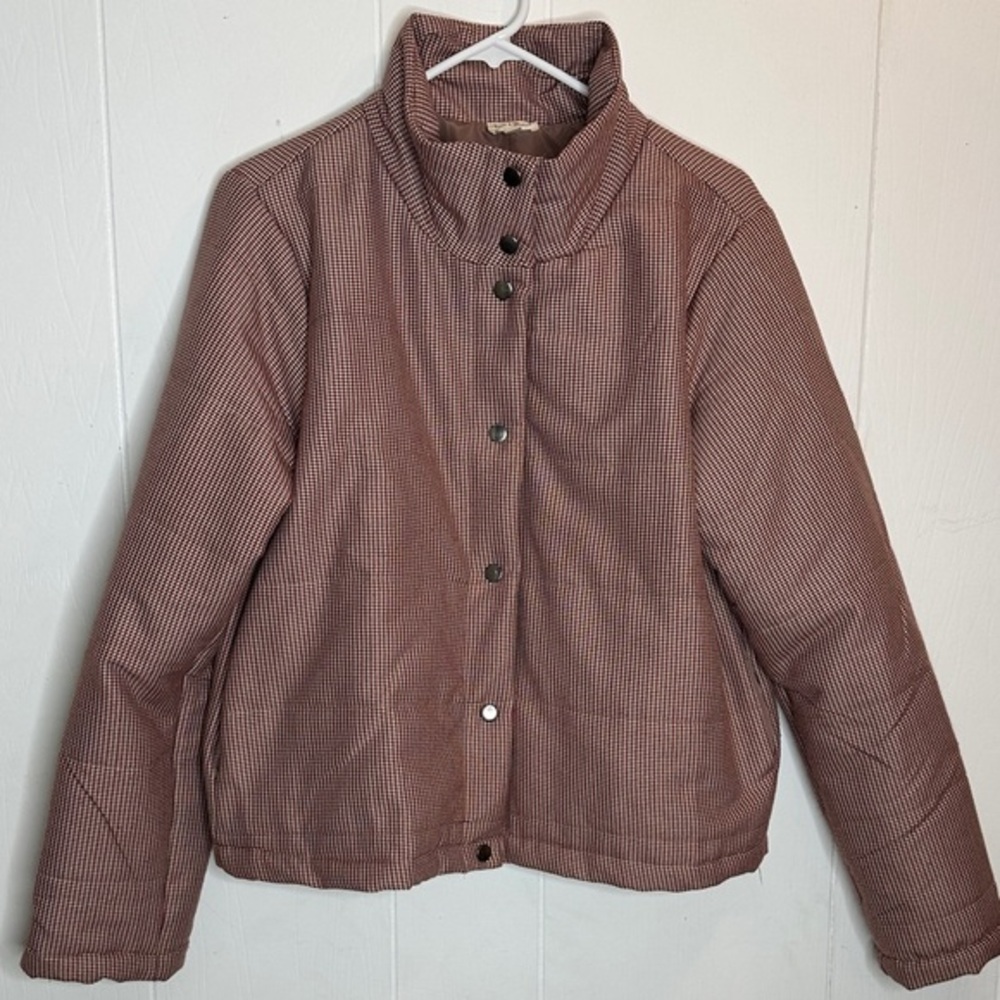 Hem & Thread Checkered Brown Puffer Jacket